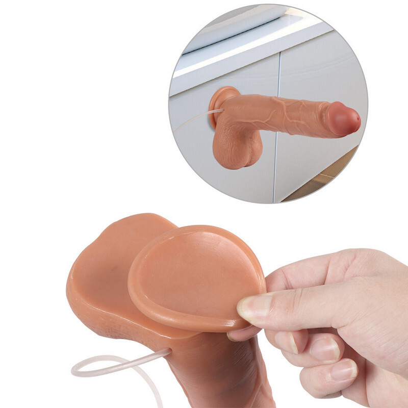 8,26-inch Ejaculerend Spuitend Dildo Van Siliconen Met Zuignap Penis Cum Sperma Lul