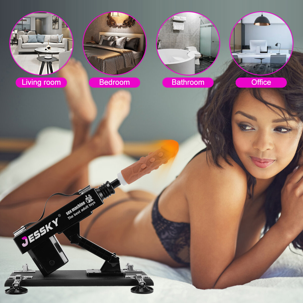 Verstelbare Seks Machine Met 8 Opzetstukken Mannelijke Masturbators Realistische Dildo's 3xlr-connector Automatische Stotende Neukmachines Voor Vrouwen